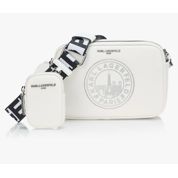 Karl Lagerfeld Handbags - Karl Lagerfeld Crossbody White Paris Skyline Camera Bag Purse & Mini Wallet NWT